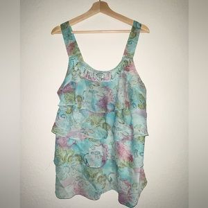Pastel Ruffle Sequin Tank Top 18W - Lane Bryant
